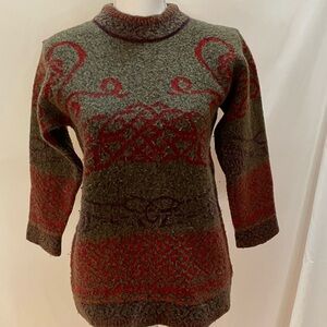 Chic Red and Green Women's Turtleneck Sweater